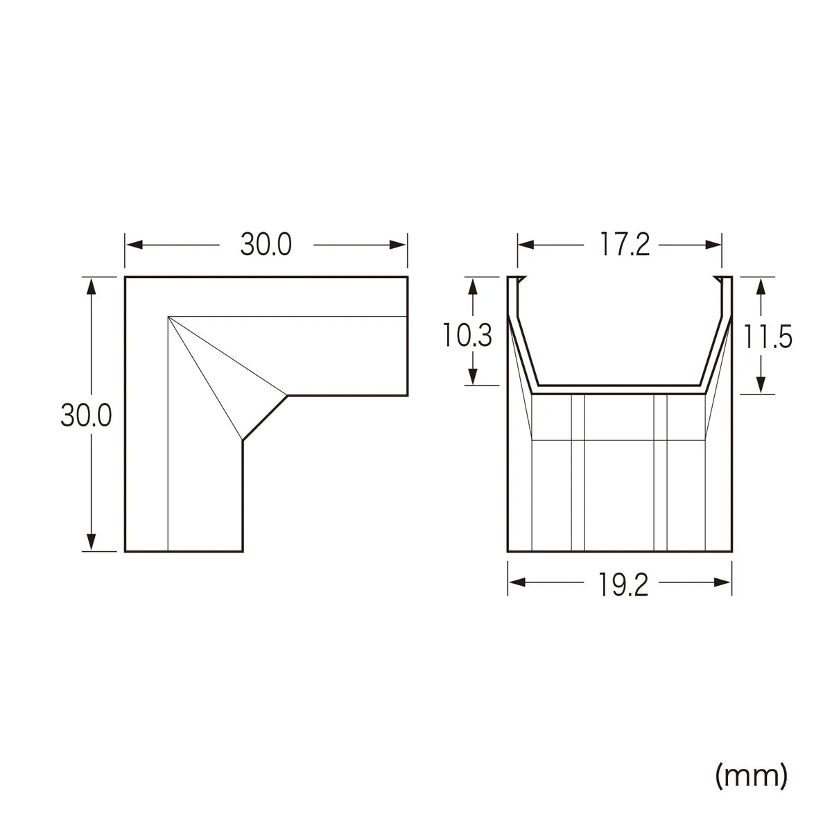 Cable cover for CA-KK17MW (corner type, milky white) CA-KK17MWR