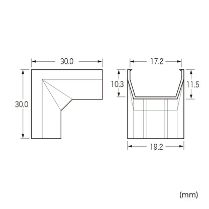 Cable cover for CA-KK17MW (corner type, milky white) CA-KK17MWR