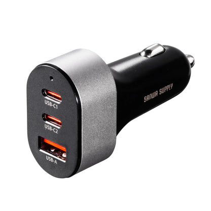 USB Power Delivery compatible car charger (3 ports, 67W) CAR-CHR83CPD