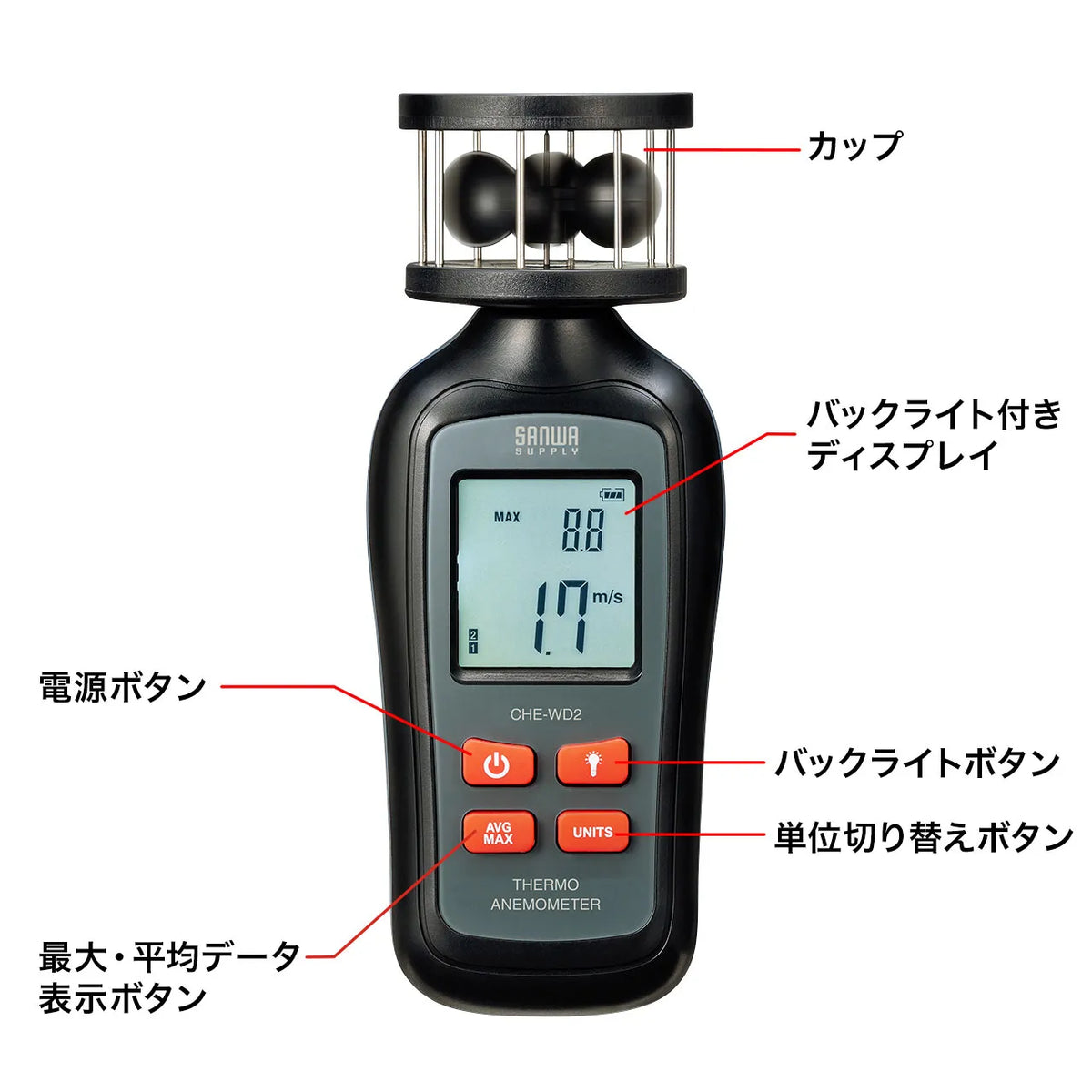 カップ式風速計 CHE-WD2
