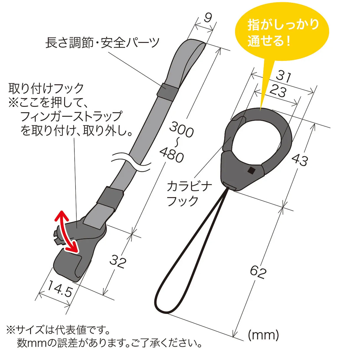 フィンガー＆ネックストラップ（ブラック） DG-ST38BK