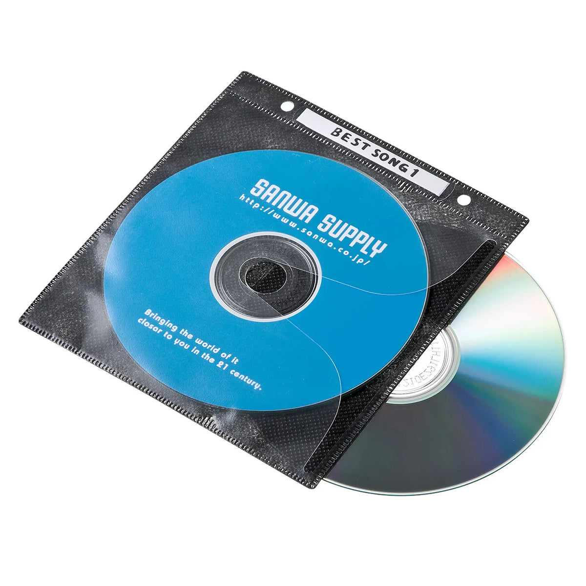 DVD/CD Non-woven Fabric Case (with Ring Hole, Black) FCD-FR100BKN