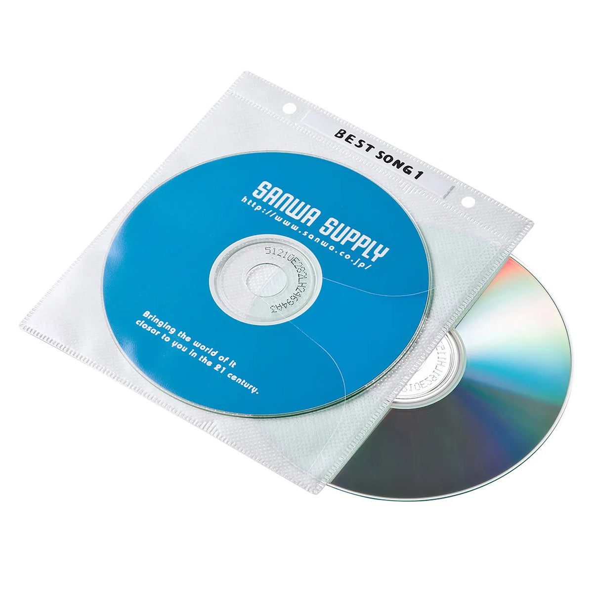 DVD/CD Non-woven Fabric Case (with Ring Hole, White) FCD-FR50WN