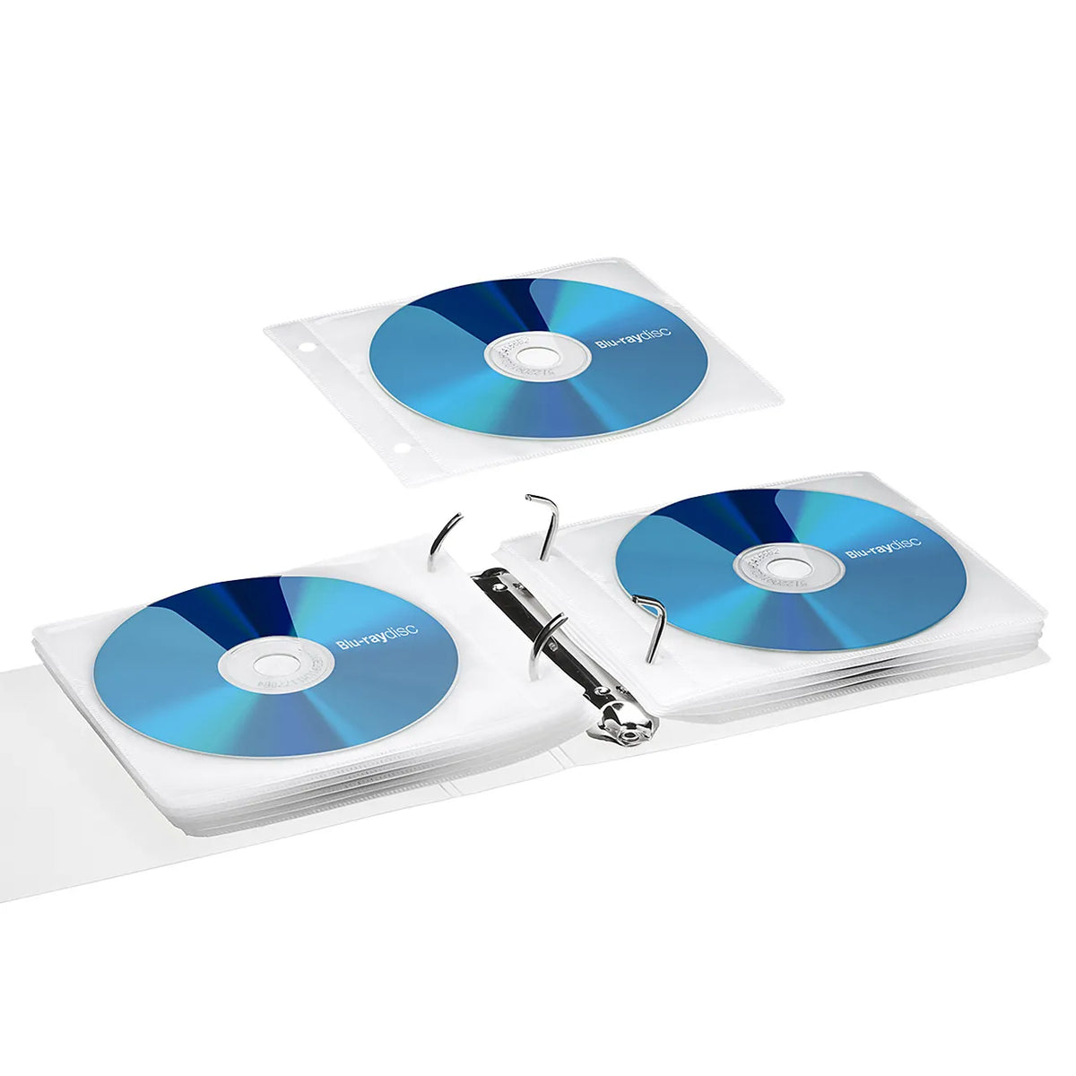Blu-ray Disc Compatible Non-woven Fabric Case (with ring holes, 50 pieces, white) FCD-FRBD50W