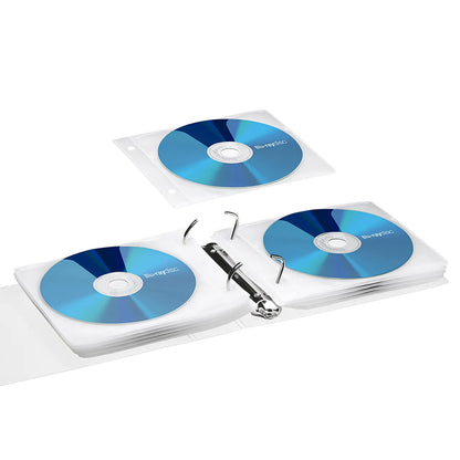 Blu-ray Disc Compatible Non-woven Fabric Case (with ring holes, 50 pieces, white) FCD-FRBD50W