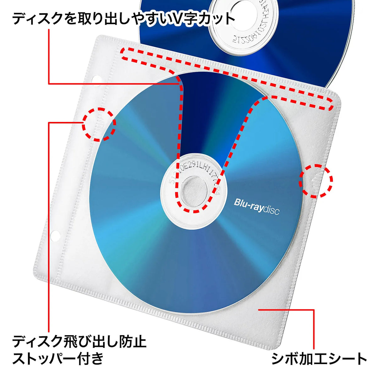 Blu-ray Disc Compatible Non-woven Fabric Case (with ring holes, 50 pieces, white) FCD-FRBD50W