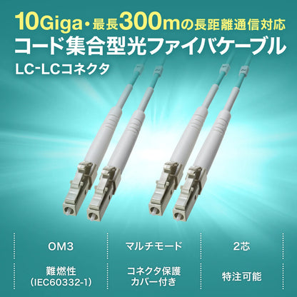 Code bundle type fiber optic cable (multi 50um OM3, LCx2-LCx2, 300m) HKB-CSOM3LCLC-300