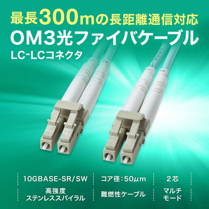 Reinforced spectacle-type fiber optic cable (multi OM3, LC x 2 - LC x 2, 5m) HKB-HOM3LCLC-05