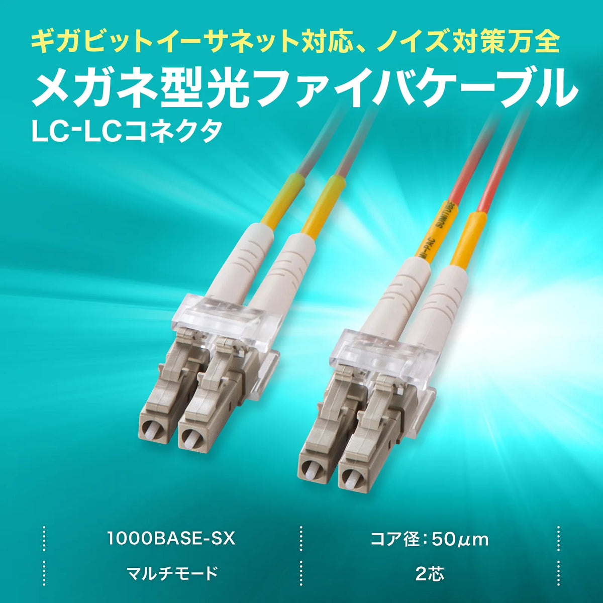 Spectacle-type optical fiber cable (multi-type 50μm, LC×2-LC×2, 1m) HKB-LCLC5-01N