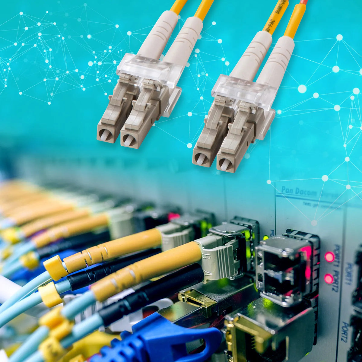 Spectacle-type optical fiber cable (multi-type 50μm, LC×2-LC×2, 15m) HKB-LCLC5-15N