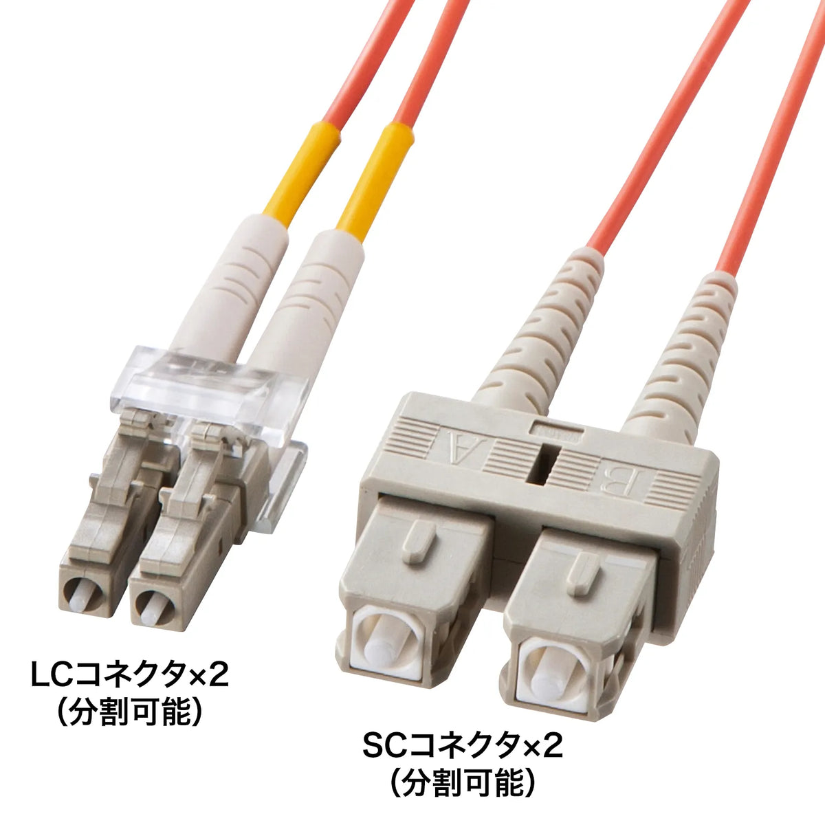 Spectacle-type optical fiber cable (multi-type 50μm, LC×2-SC×2, 15m) HKB-LCSC5-15N