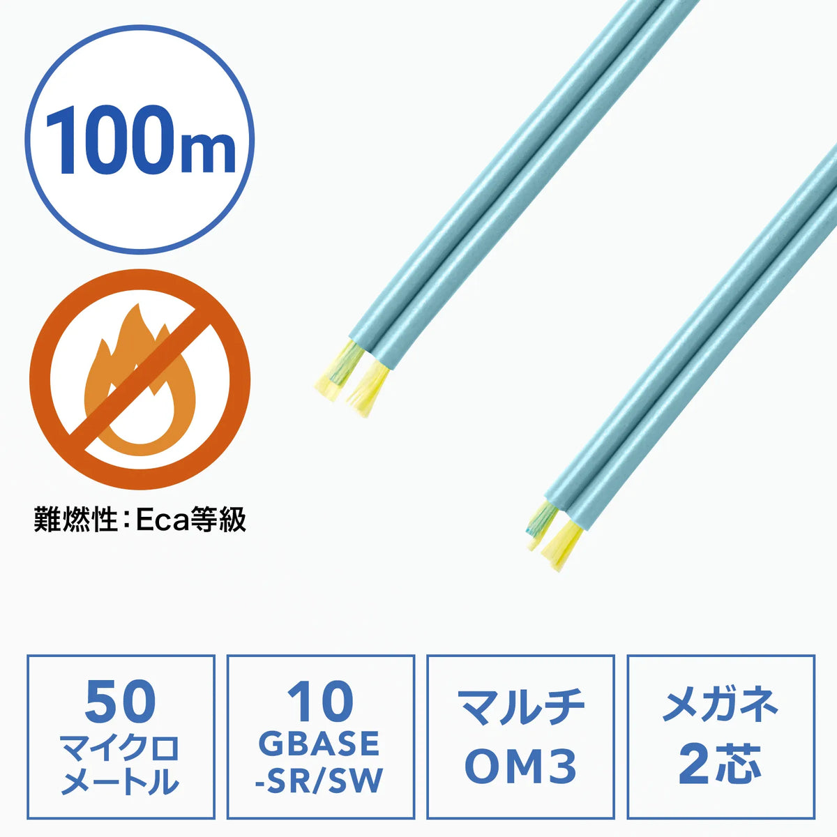 100m of 2-core fiber optic cable (Multi OM3) HKB-M2OM3-CB100