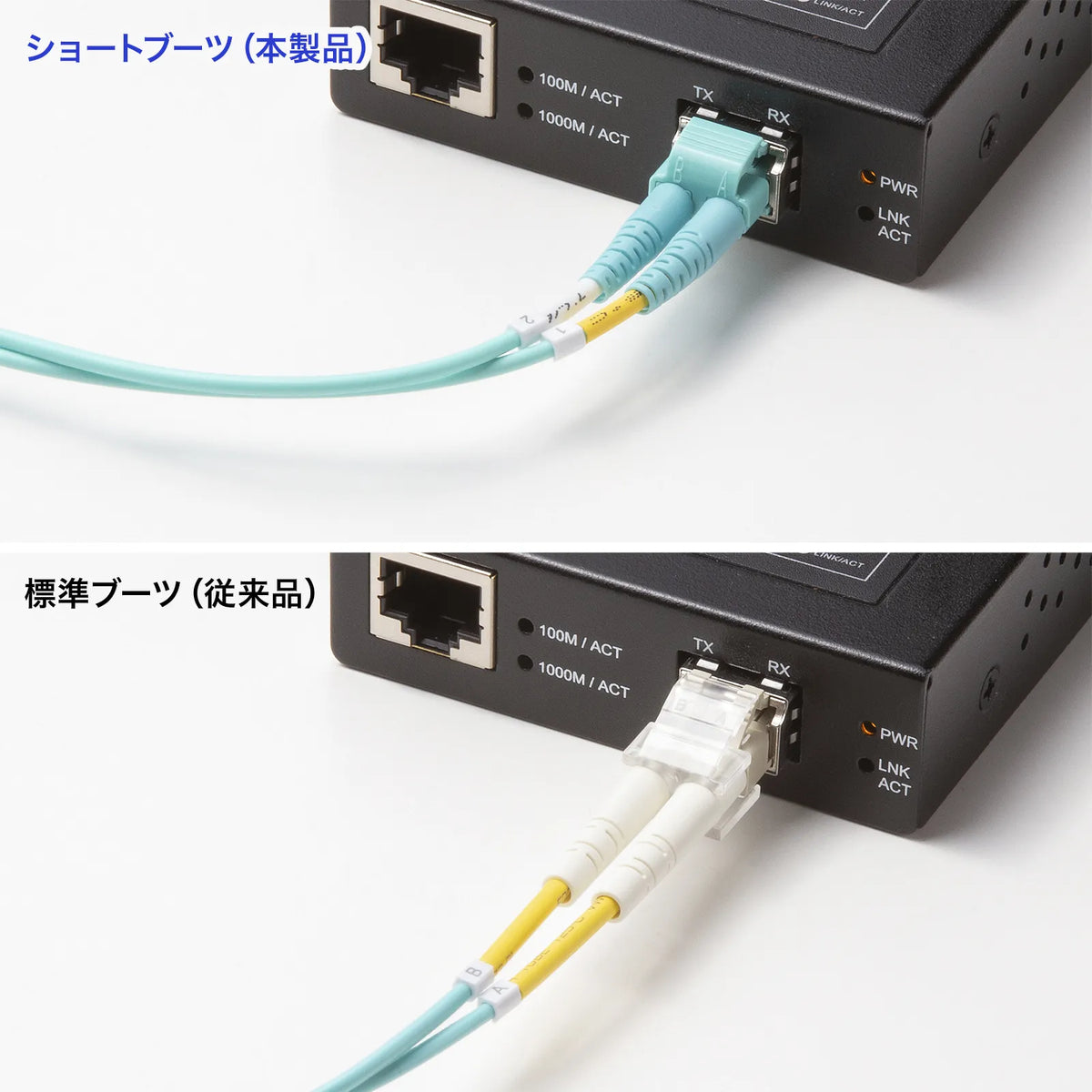 メガネ型光ファイバケーブル（マルチ50μmOM4、LC×2-LC×2、10m） HKB-MOM4LCLC-10
