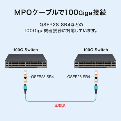 MPO Fiber Optic Cable (OM4, 12-core, B-wire, 10m) HKB-MPO12M4B-10