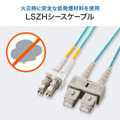 Spectacle-type optical fiber cable (multi 50μm OM3, LC×2-SC×2, 1m) HKB-OM3LCSC-01N