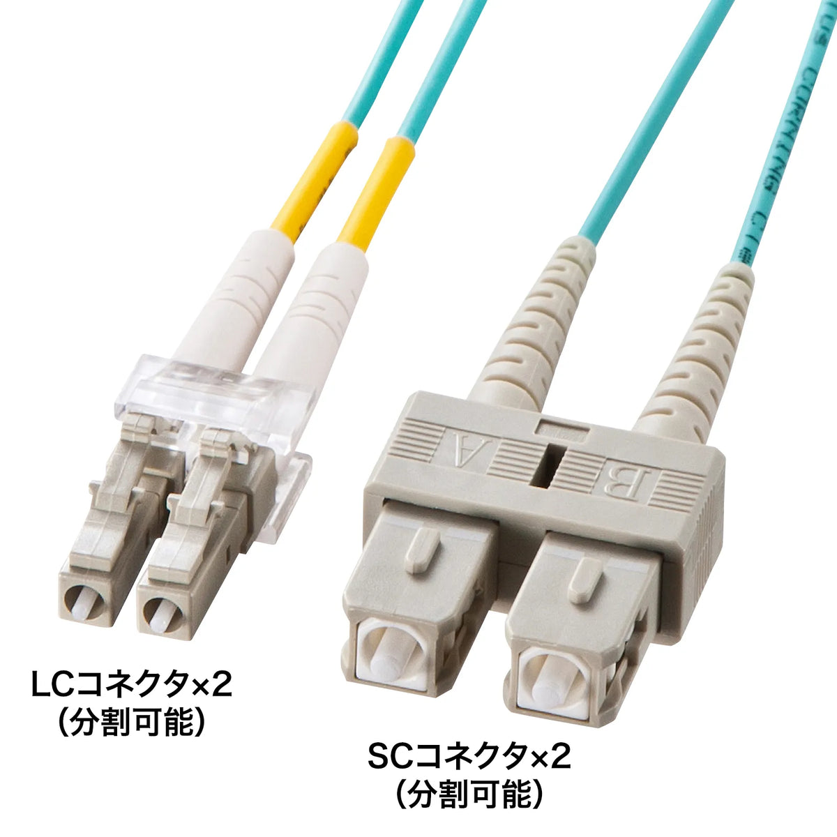 Spectacle-type optical fiber cable (multi 50μm OM3, LC×2-SC×2, 2m) HKB-OM3LCSC-02N