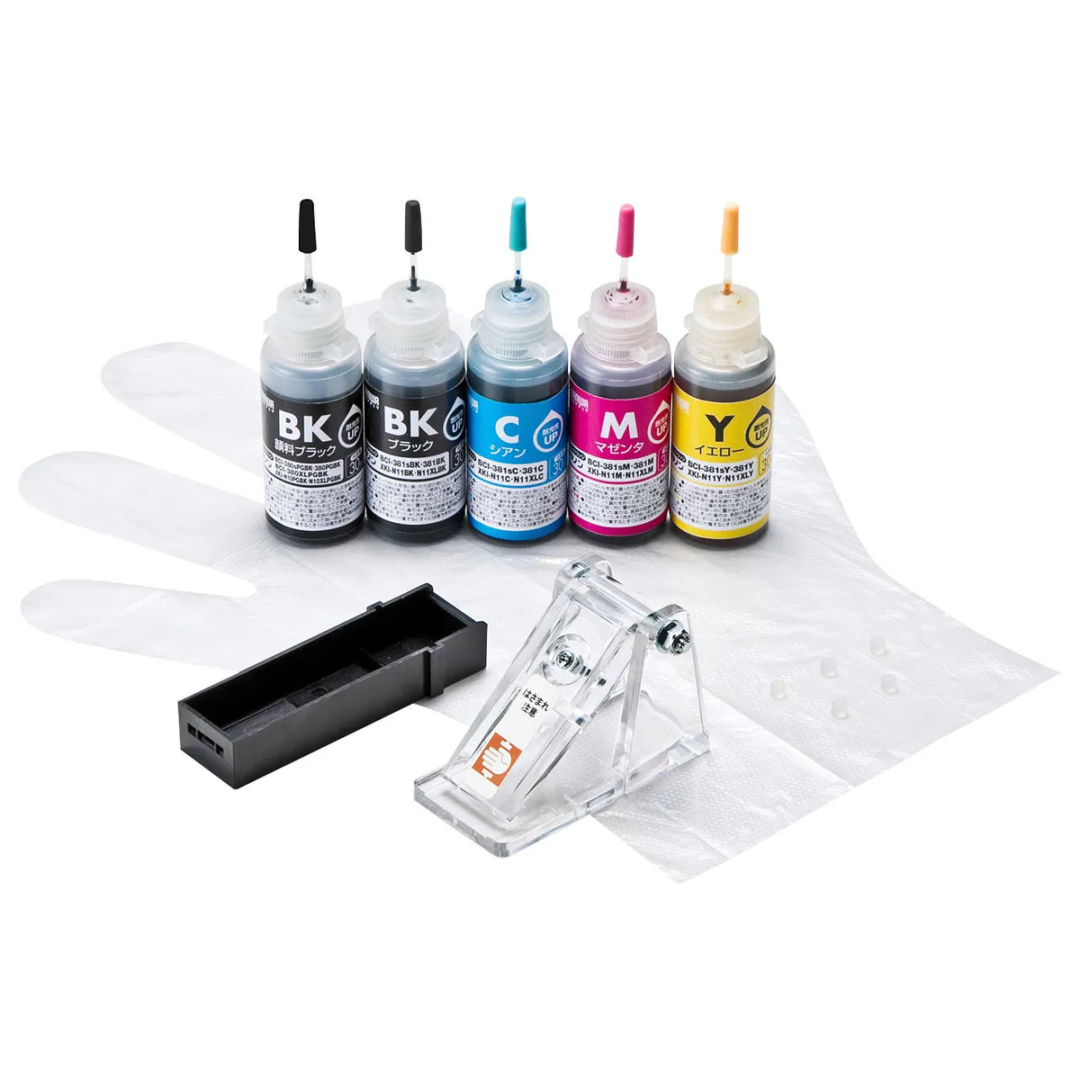 Refill ink for BCI-380/XKI-N10PGBK, 381/N11BK, C, M, Y: INK-C380S30S5