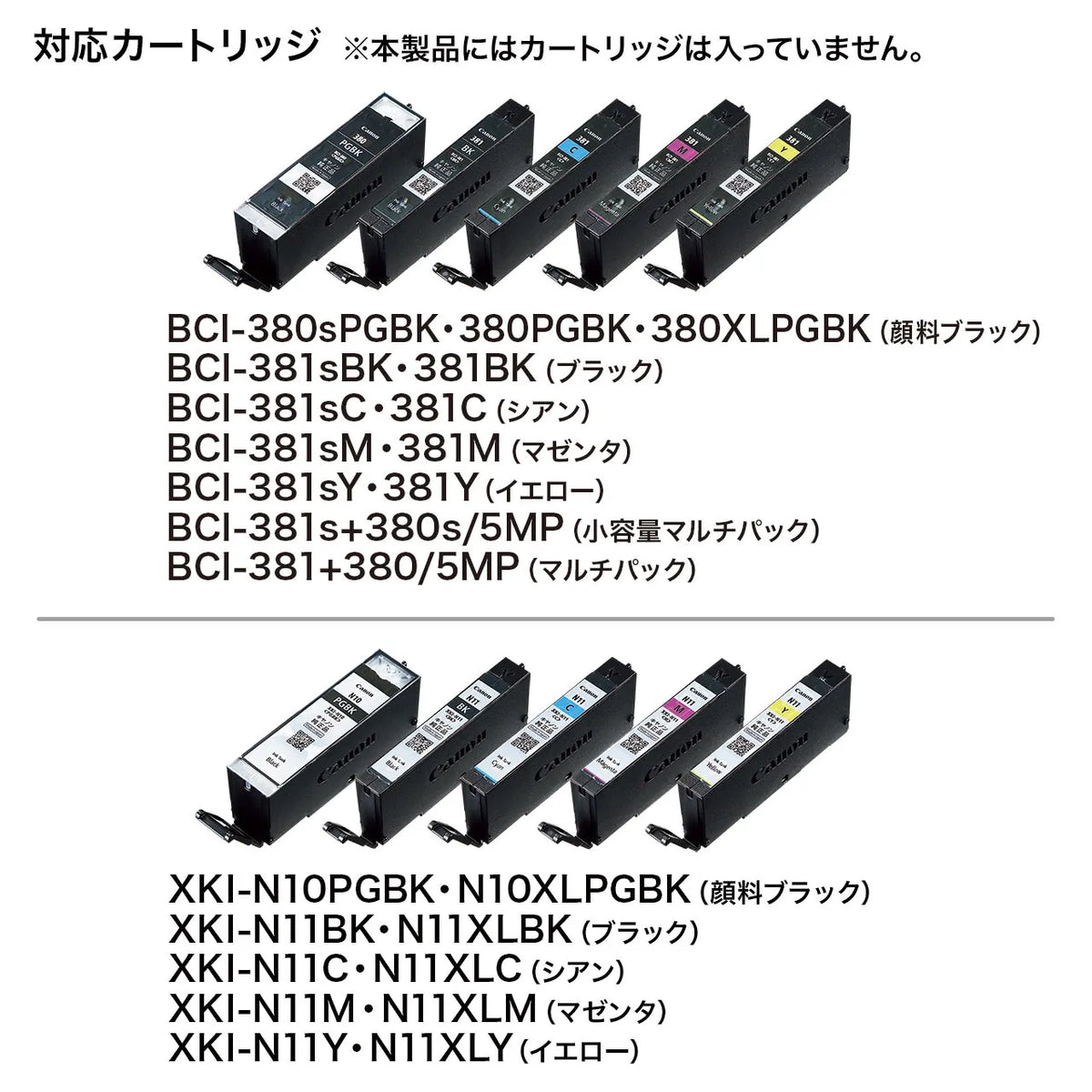 Refill ink for BCI-380/XKI-N10PGBK, 381/N11BK, C, M, Y: INK-C380S30S5