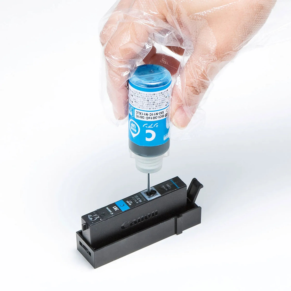Refill ink for BCI-381/XKI-N11C, M, and Y ink cartridges: INK-C381S30