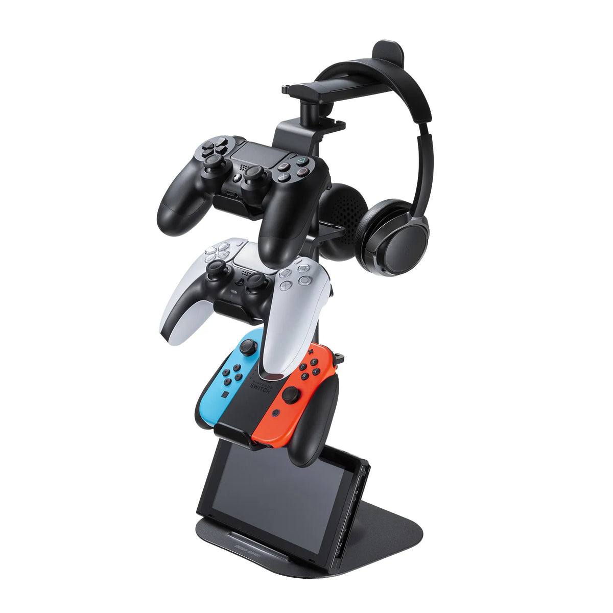 Game controller stand (with headphone holder, black) JY-STN1BK