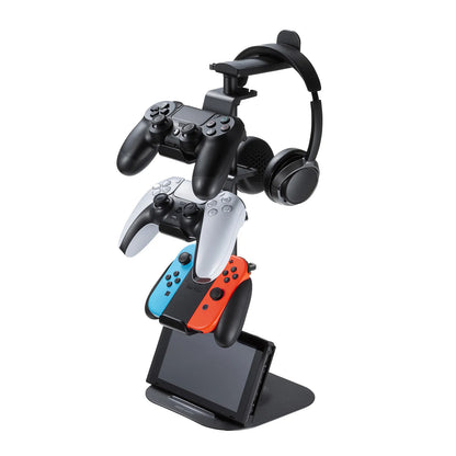 Game controller stand (with headphone holder, black) JY-STN1BK