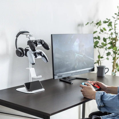 Game controller stand (with headphone holder, white) JY-STN1W