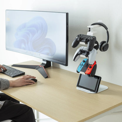 Game controller stand (with headphone holder, white) JY-STN1W