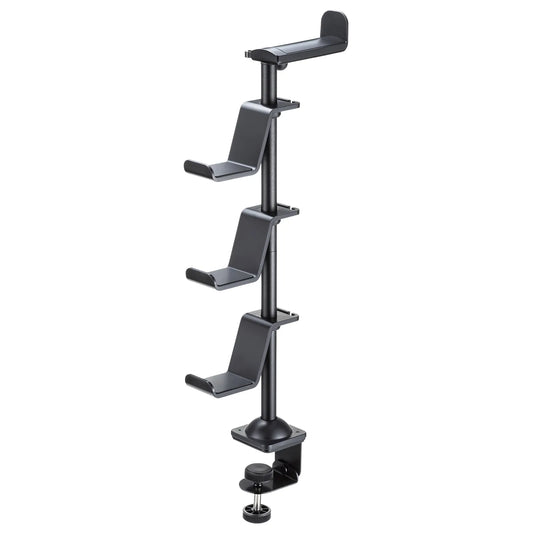 Game controller stand with clamp (with headphone holder, black) JY-STN2BK