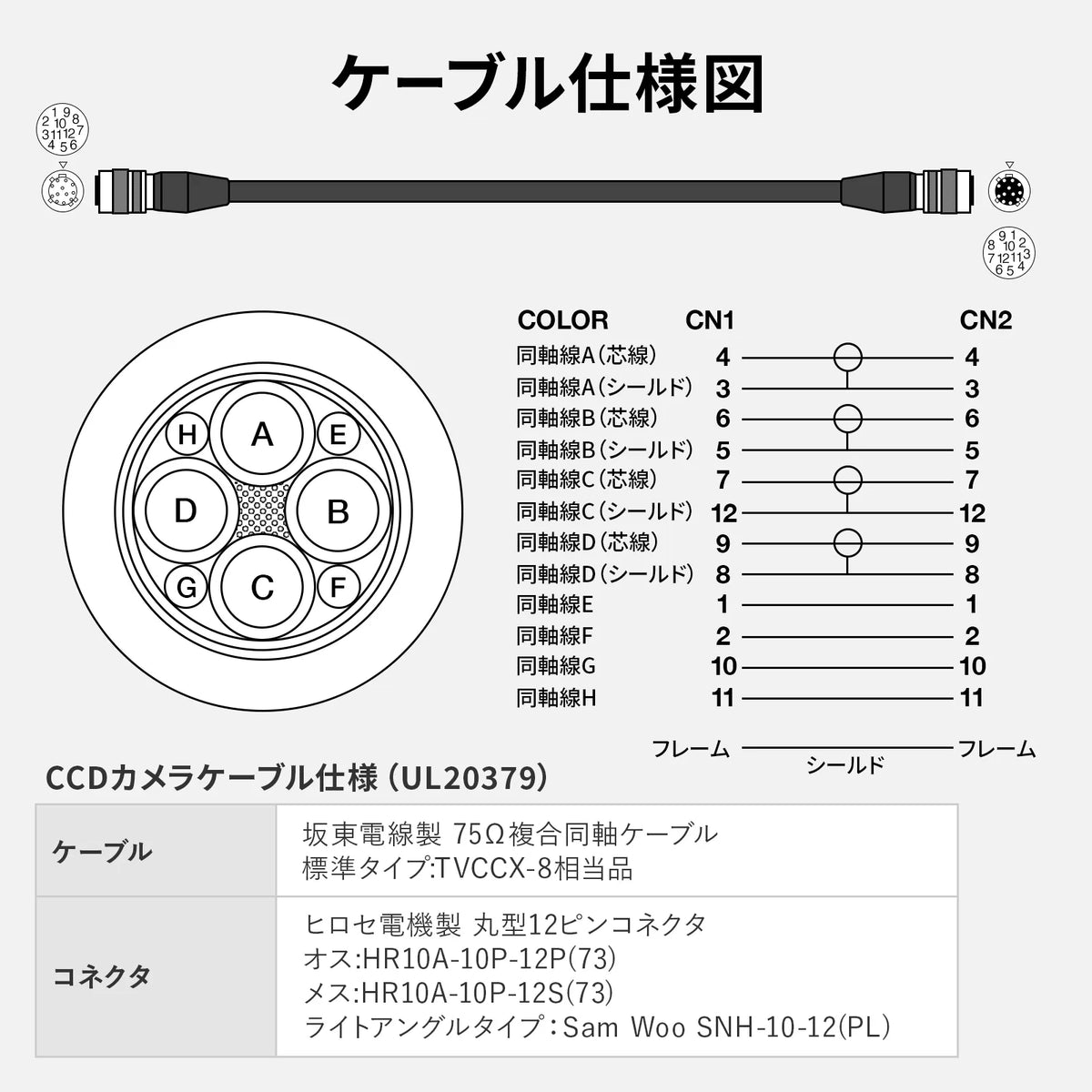 CCD camera cable 1m KB-CCD-01N