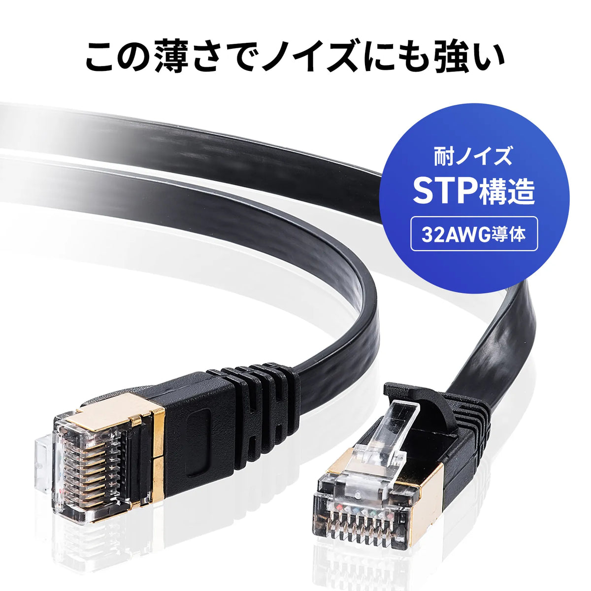 CAT7 Ultra Flat LAN Cable (1m, Black) KB-FLU7-01BK
