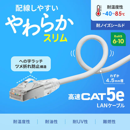 Category 5e STP LAN Cable (Slim, Flexible, Anti-Snag Connector) KB-SL5STPS-01W