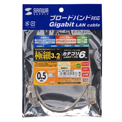 Category 6 compliant ultra-thin LAN cable (light gray, 0.5m) KB-SL6-005
