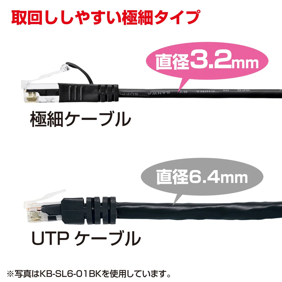 Category 6 compliant ultra-thin LAN cable (light gray, 1m) KB-SL6-01