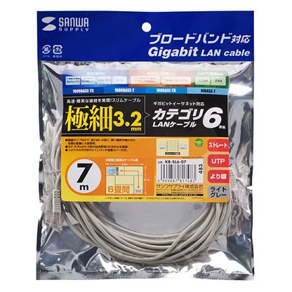 Category 6 compliant ultra-thin LAN cable (light gray, 7m) KB-SL6-07