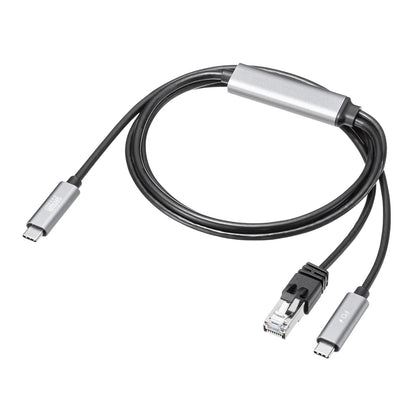 Fast charging compatible USB Type-C to LAN conversion cable (Gigabit compatible, PD100W, 1m) KB-SL6CLANPD1BK