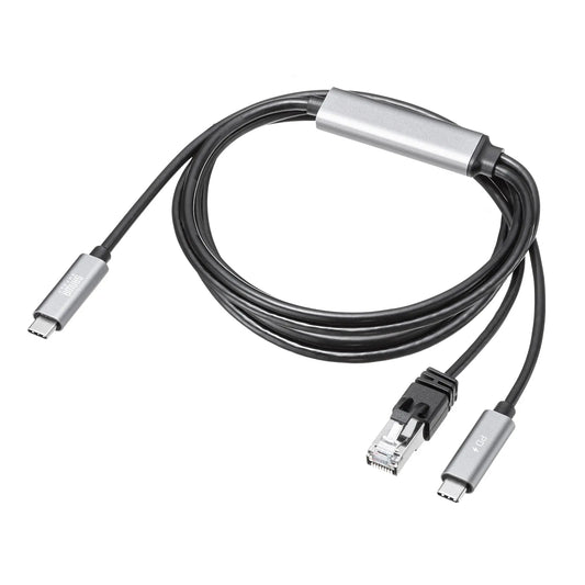 Fast charging compatible USB Type-C to LAN conversion cable (Gigabit compatible, PD100W, 2m) KB-SL6CLANPD2BK