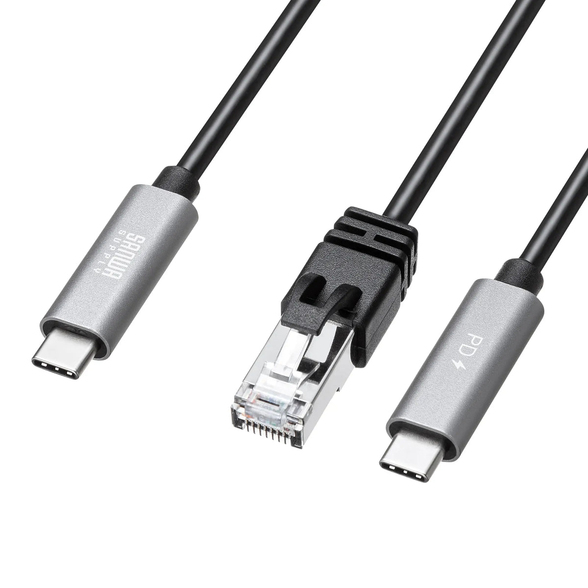 急速充電対応 USB Type-C LAN変換ケーブル（Gigabit対応・PD100W・2m） KB-SL6CLANPD2BK