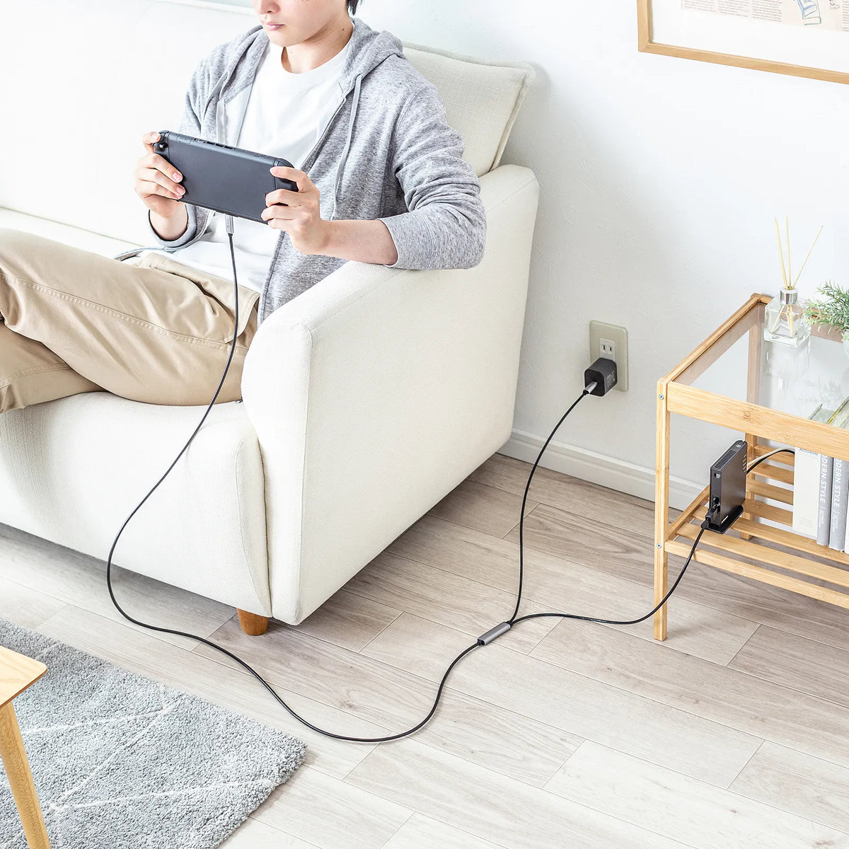 急速充電対応 USB Type-C LAN変換ケーブル（Gigabit対応・PD100W・2m） KB-SL6CLANPD2BK