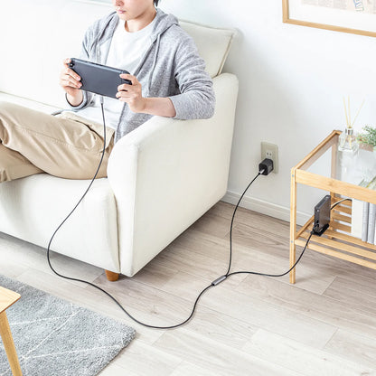 急速充電対応 USB Type-C LAN変換ケーブル（Gigabit対応・PD100W・2m） KB-SL6CLANPD2BK