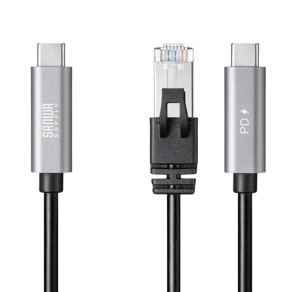 急速充電対応 USB Type-C LAN変換ケーブル（Gigabit対応・PD100W・2m） KB-SL6CLANPD2BK