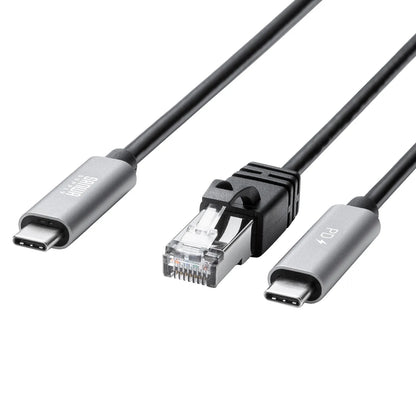 急速充電対応 USB Type-C LAN変換ケーブル（Gigabit対応・PD100W・2m） KB-SL6CLANPD2BK