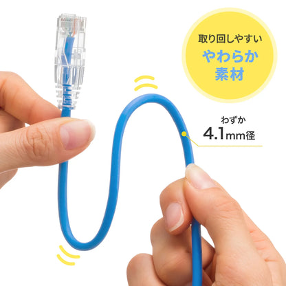 カテゴリ6LANケーブル（スリム、やわらか、ツメ折れ防止コネクタ） KB-SL6YS-01BL