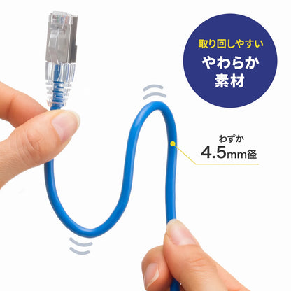 Category 7 LAN Cable (Slim, Flexible, Anti-Snag Connector) KB-SL7YS-01BL