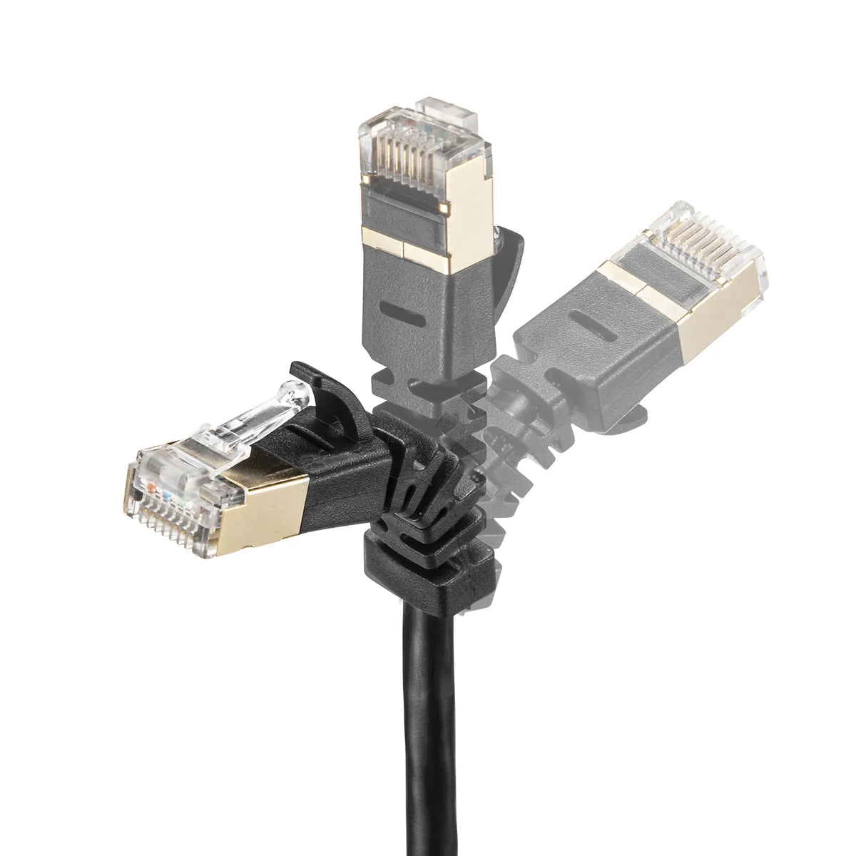 4-way fixed CAT6A STP LAN cable KB-T6ASYL-01BK