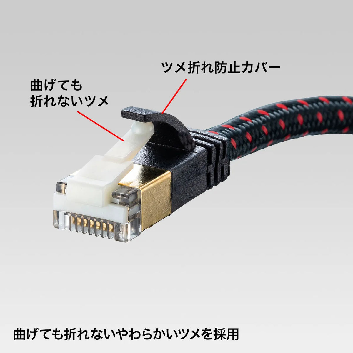 Category 7 Slim Mesh LAN Cable with Anti-Snag Connector KB-T7ME-01BKR