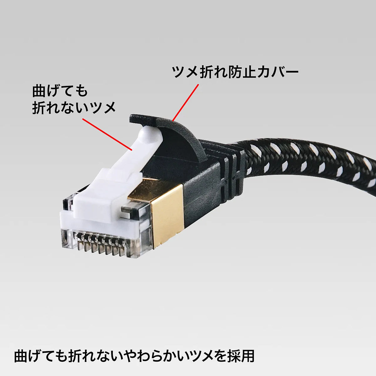 Category 7 Slim Mesh LAN Cable with Anti-Snag Connector KB-T7ME-01BKW