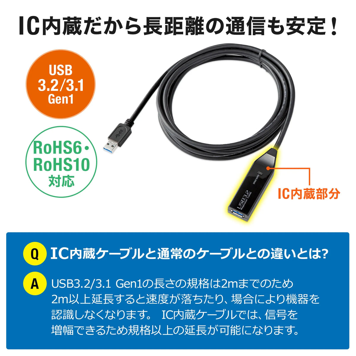 3m Extension USB 3.2 Active Repeater Cable KB-USB-R303N