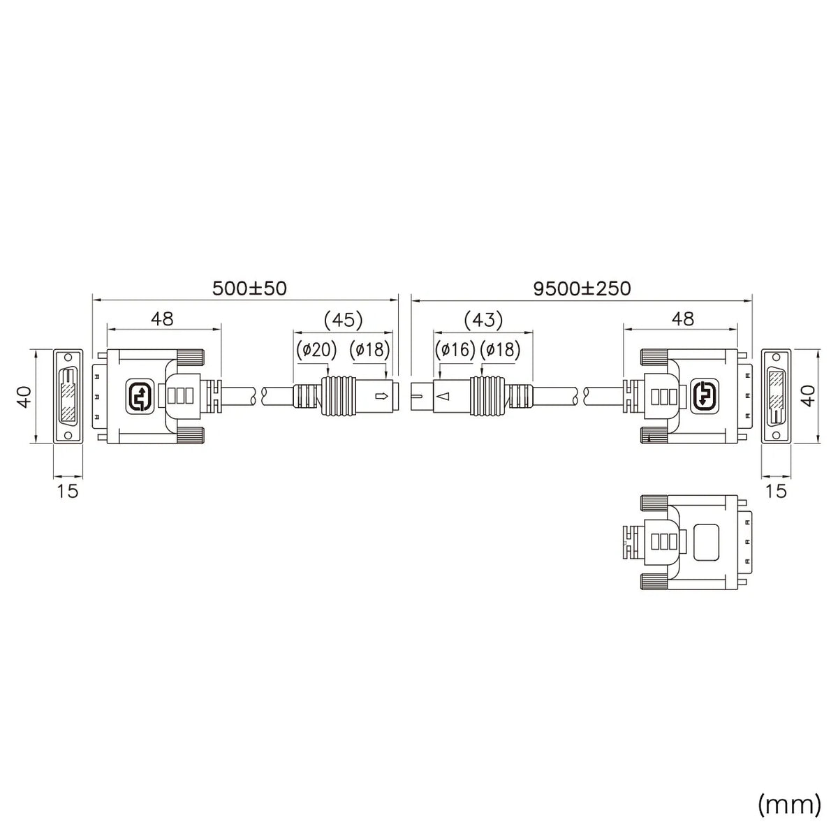 DVI installation cable (single link) KC-DVI-K100