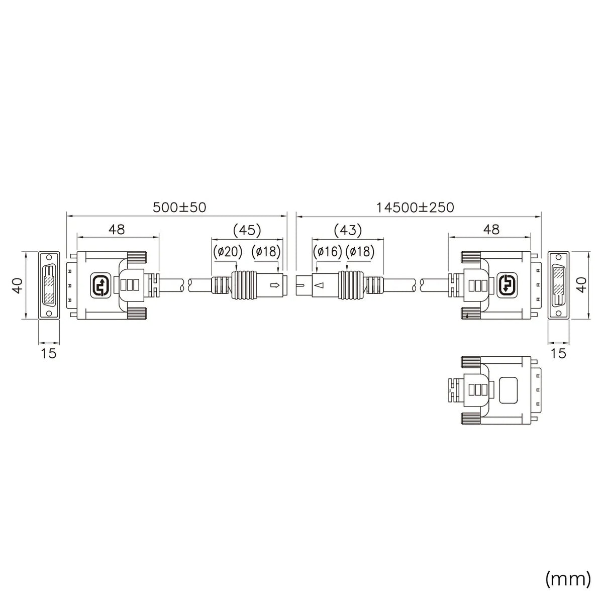 DVI installation cable (single link) KC-DVI-K150