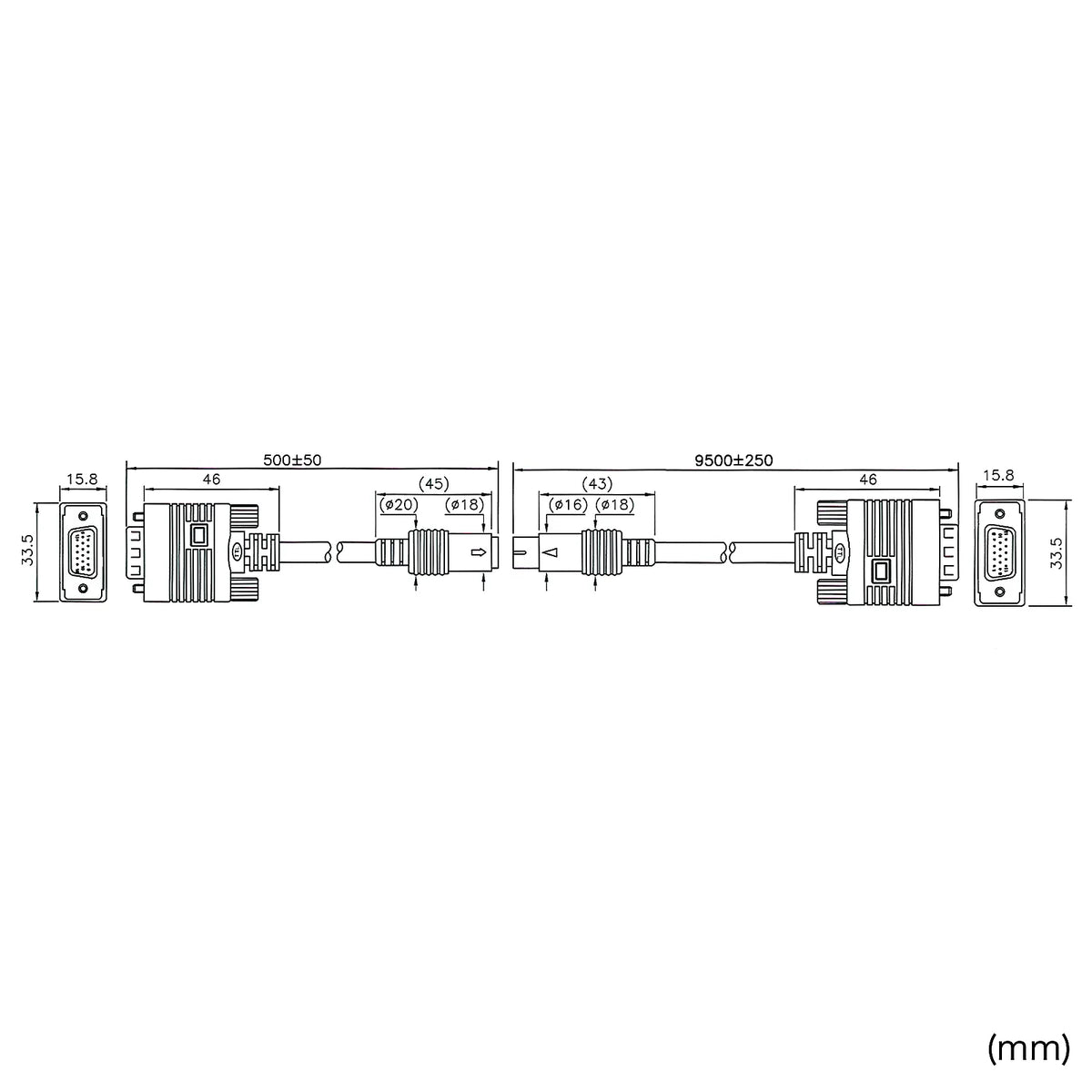 Display installation wiring cable (analog RGB) KC-K100